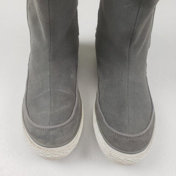 Converse All Star Beverly Boots Womens 7 Gray Leather Mid Faux Fur Lined Winter - Picture 3 of 12